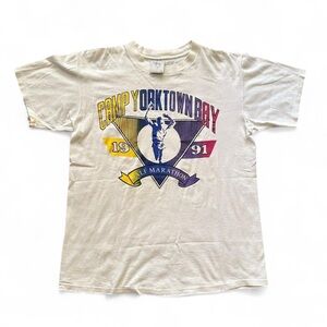White 1991 Camp Yorktown Bay Marathon Graphic Tee L